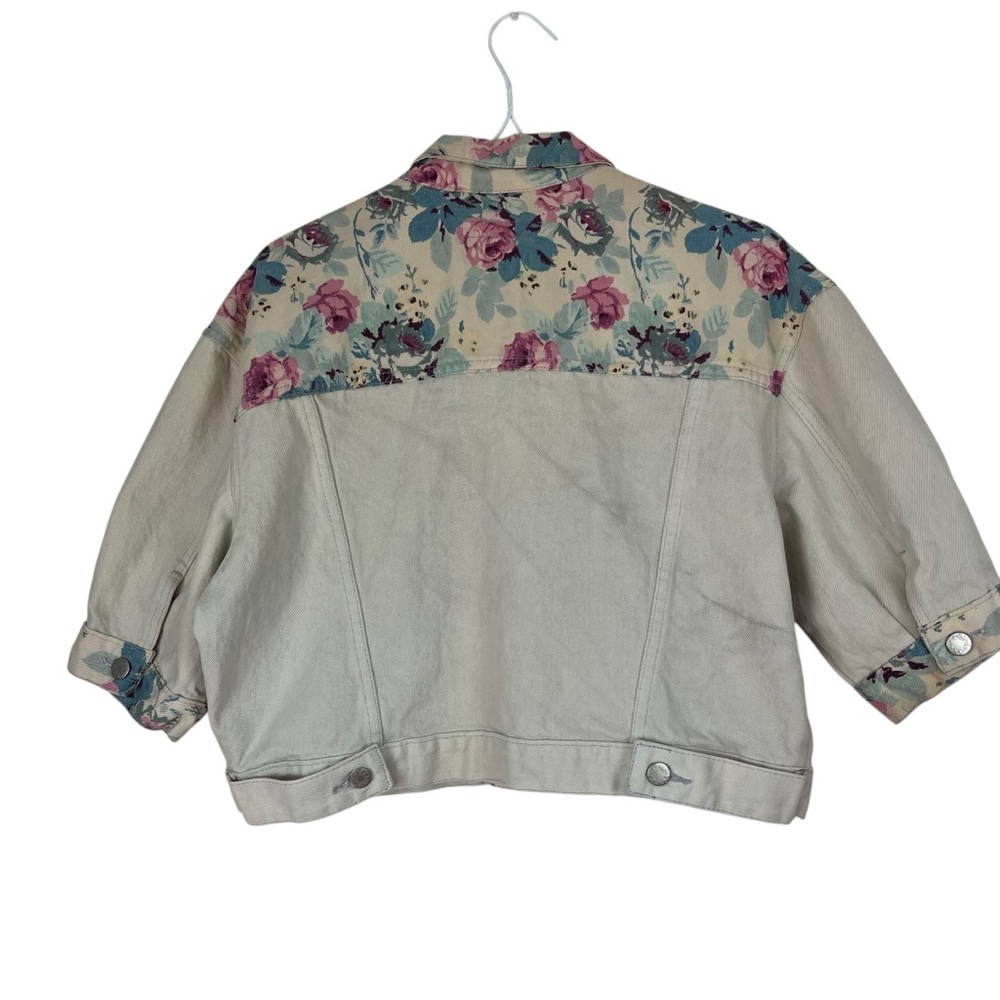 Vintage Action West Floral Denim Jacket Medium – Cropped Western Shirt Jacket - Picture 3 of 8